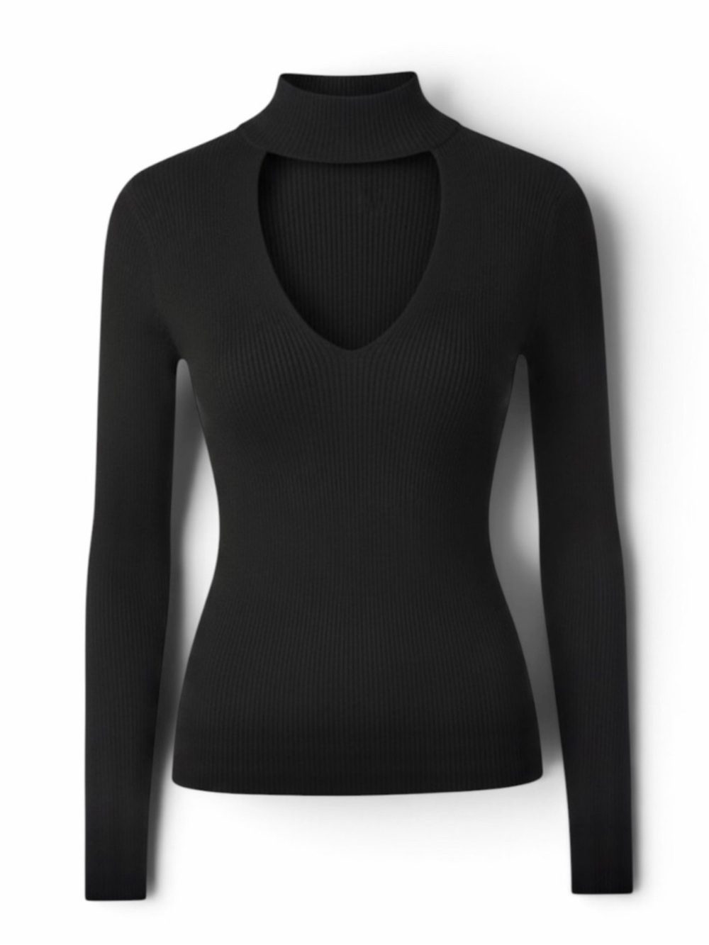 NEW Express Black Mock Neck Cutout Ribbed Long Sleeve Sweater Size Medium